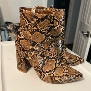 Brown Snakeskin Heeled Boots